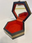 New Vintage Mosaic Inlaid Wood Box W  Mirror 5 Sided Lined Hinged 7 25in