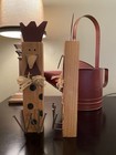 Pair Of Wood And Metal Chicken Shelf Sitters 10 x 1 3 4  Rustic