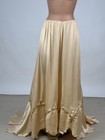 Antique Victorian Cream Silk Bias Cut Skirt W  Train Cut Outs   Net Ribbon Trim