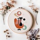 Retro Mid Century Black Atomic Cat Counted Cross Stitch Pattern