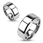 Stainless Steel Polished Plain Wedding Band Ring With Beveled Edge Size 5-14