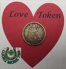 Love Token 1874 Liberty Seated Silver Dime Initials M  P  I 