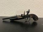 Vintage Gun-shaped Collectible Lighter Dual Barrels Black Metal Wood Handle