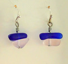 2 Pairs Stacked Sea Glass Drop Earrings - Pink blue   Green blue