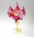 Uranium Glass Vase Cranberry Vaseline European Floral Design H 9 4in Antique