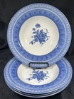 Vtg Set Of 4 Churchill Out Of The Blue Rimmed Soup Bowls 9  Euc