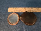 Vtg Atco Usa Folding Pocket Magnifying Glass  Bakelite Loop Swivel-leather Pouch