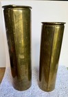 Vintage Brass Floor Vases Pair 15    12    Cylinder Umbrella Stands Mcm