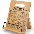 Bamboo Cookbook Stand For Kitchen Counter  Recipe Book Holder With Measuremen   