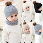 Toddler Kids Baby Boy Girl Winter Warm Knitted Crochet Beanie Hat Cap Scarf Set