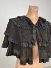 Antique 1880s Victorian Black Silk Layered Shawl Mourning Cape Jacket As Is