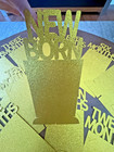 1st Birthday Photo Holders Newborn - 12mo Milestone Frames Gold Cardstock 11 x5 