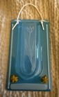 Vtg Blue   Clear Art Glass Plant Cutting Vase Wall Pocket Hanging Flower Holder