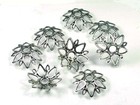 8 Antique Silver Pewter Flower Large Focal Bead Filigree Caps 25mm