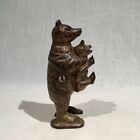 Circa 1920 s Original Bear Stealing Pig Cast Iron Still Bank