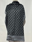 Auth Gucci Scarf Shawl Stole Wrap 65  Cashmere 35  Silk Black Used