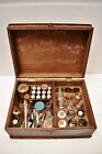 Antique Wooden Medical Apothecary Box With Glass Bottles   Instruments India Old