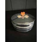 Vintage 30s Art Deco Chase Chrome Glass Insert Bakelite Heart Trinket Powder Box