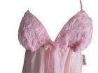 Vint nwt Jcpenney Delicates Sz L Powder Pink Rosette Poly Babydoll Set Cami   G