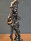 Krishna Playing Flute Metal Statue Figurine On Decorative Base Hinduism