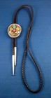 Vtg Navajo Sterling Silver Turquoise Coral Bolo Tie Signed Mnt  43  Cord  Tips