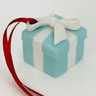 Tiffany Blue Gift Box Trinket Christmas Holiday Ornament Bone China Porcelain