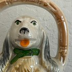 Vintage Ceramic Dog In A Basket Ceramic Luster Ware Cocker Spaniel Mid Century