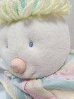 Vtg Eden Clown Stuffed Plush Pastel Yarn Hair Striped Collar Blue Pink Read