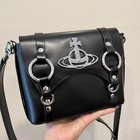 Vivienne Westwood Nana Betty Kim Smooth Leather Shoulder Black Satchel Bag