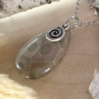 Petoskey Stone With Swirl Charm Pendant Necklace