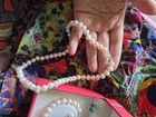 Effy Signed White Round Pearl Silver Jewelry Set Necklace Bracelet Stud Earrings