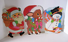Vintage Christmas 74 American Greetings Die Cuts Set Of 3 Deer Santa Frosty Nos
