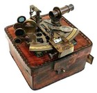 Brass Rare Nautical Brass Sextant Working Marine Vintage Leather Box Handmade