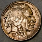 1913 S Buffalo Indian Head Nickel Very Appealing Toner Full Horn Scarce Type 2