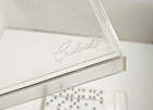 Vintage White Crisloid Dominoes W Hard Plastic Case 2x1x1 4  Free Shipping