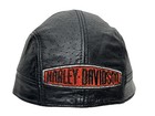 Harley Davidson Leather Skull Cap Black Sz Small Classic Orange Logo 2000   s