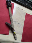 Native American 15 25 In  Ceremonial Hand Drum Stick beater W beads   Feathers