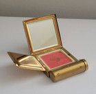 Vintage K k Kotler   Kopit Gold Tone Powder Compact With Lipstick Holder