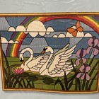 Sunset Rainbow And Swans Pond Lotus Butterfly Flowers Needlepoint Kit