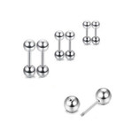 2pcs Women Men Stainless Steel Stud Earrings Round Ball Screw Back Ear Piercing