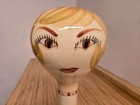 Vtg  Mcm Stangl Pottery Ceramic Wig Stand W wood Base 