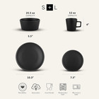 Celina Stoneware 16 Piece Dinnerware Set  Plates And Bowls  Black Matte Dish  Se