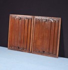 Antique Pair Of French Gothic Revival Panels In Walnut W linen Fold Carvings