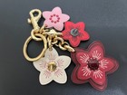 Coach Tea Rose Wildflower Cluster Bag Charm Leather Flower Keychain Floral Multi