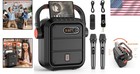 Portable Bluetooth Karaoke System With 2 Microphones  Subwoofer  Tws  Usb  Ra   