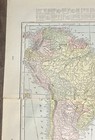 Antique 1900 Fold-out Full Color Map South America Europe Central Amer  22x14 5   