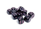 Chessex Opaque Black With Pink 12 Dice Set - 6 Sided - 16mm D6 Dice Block