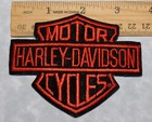 Harley Davidson Motorcycle Patch Bar   Shield Orange   Black Embroidered Biker