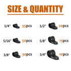 180pcs Nylon Plastic R-type Cable Clamps 1 4  5 16  3 8  1 2  5 8  3 4  Clips