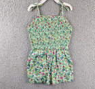 Polo Ralph Lauren Floral Smocked Batiste Romper Girls 6x Multi Straight Neck